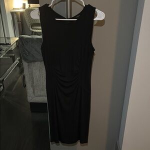 Ann Taylor Black Ruched Sheath Dress